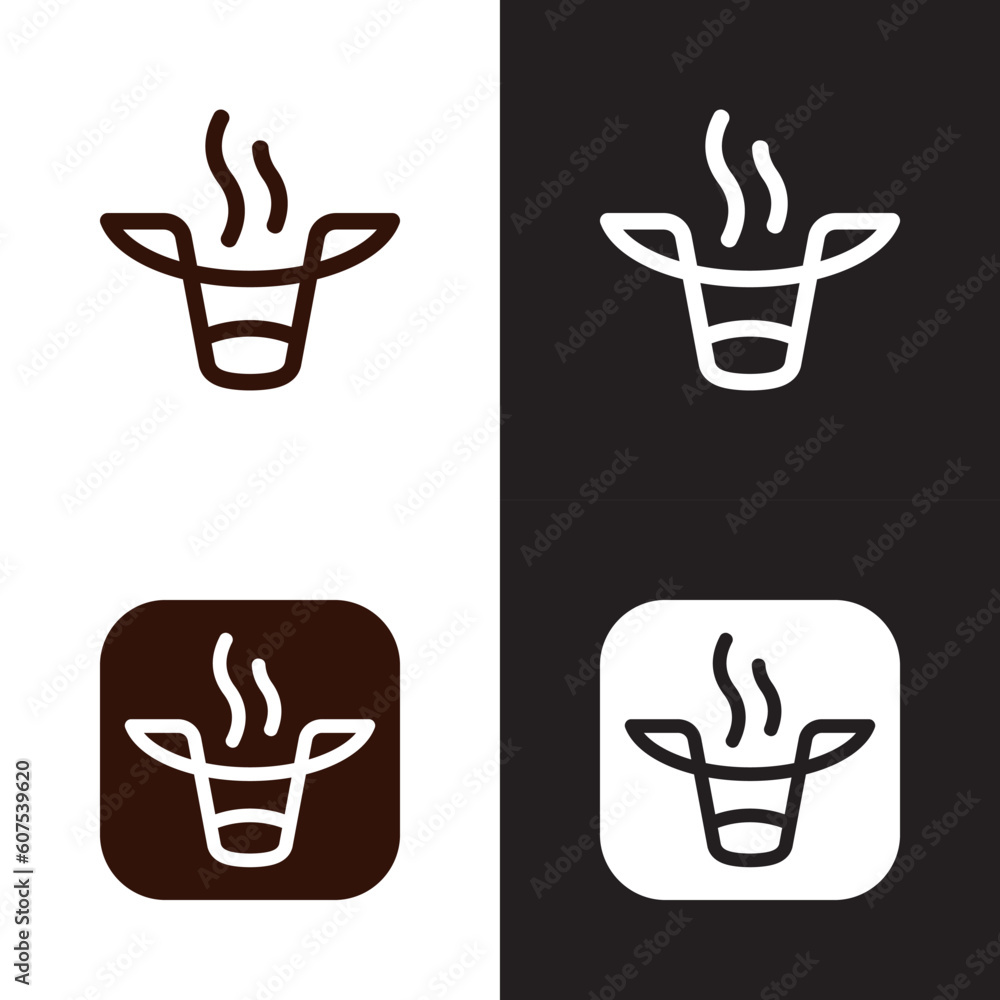 coffee and animal bull icon app set coffee and animal bull icon app set