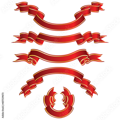 Set of different vector ribbons on white background