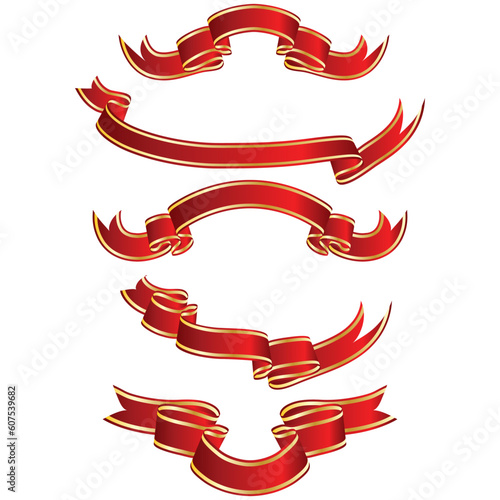 Set of different vector ribbons on white background