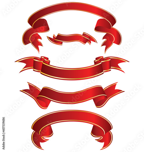 Set of different vector ribbons on white background