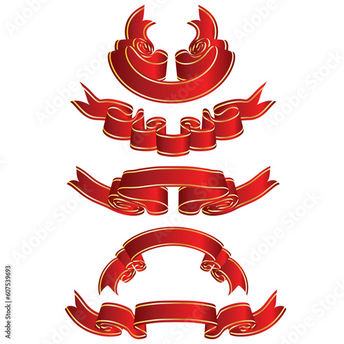 Set of different vector ribbons on white background