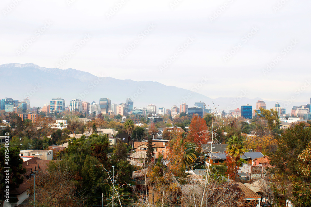 Obraz premium View of Providencia from San Cristobal hill, Santiago, Chile