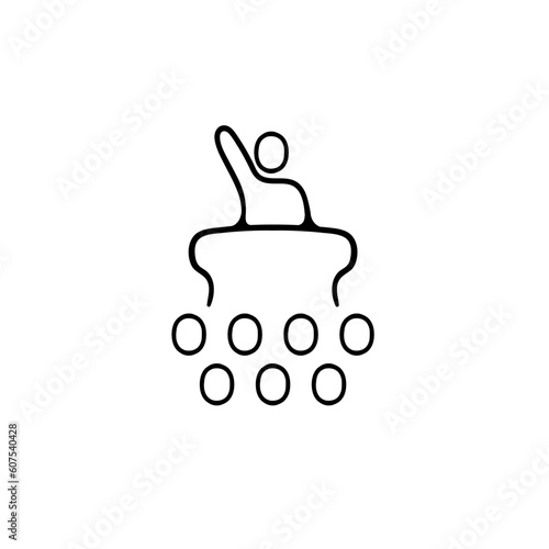 Set of vector icons representing voting. Election, democracy, ballot, vote, polling station, voting box. Vector black line icon on a white background