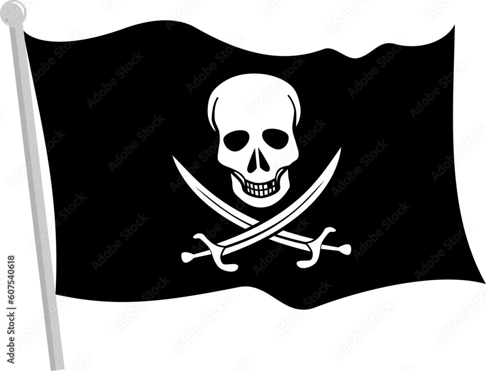 Fotografie A Black pirate flag with pole