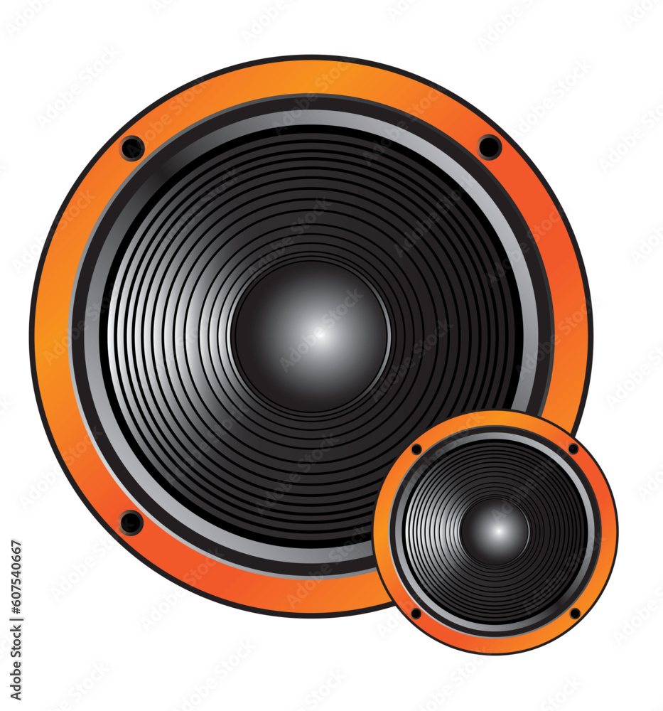 two speakers of different size on a white background two speakers of different size on a white background