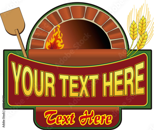 vector illustration of firewood oven with shovel and grain