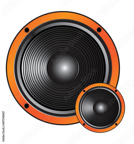 two speakers of  different size on a white background
