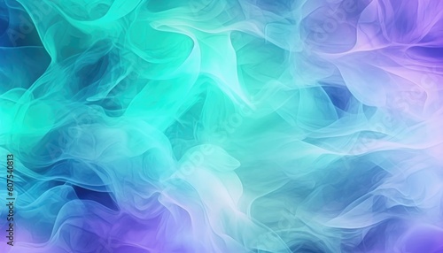 A futuristic cosmos design with abstract blue, mint, and purple smoke. (Generative AI)