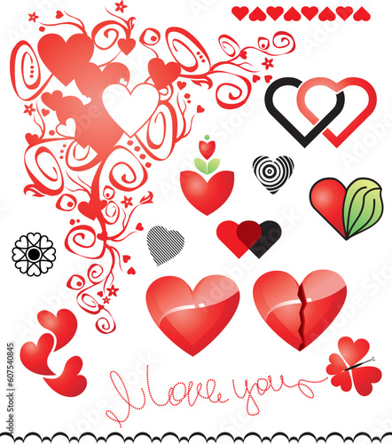 Various variants of hearts for your design