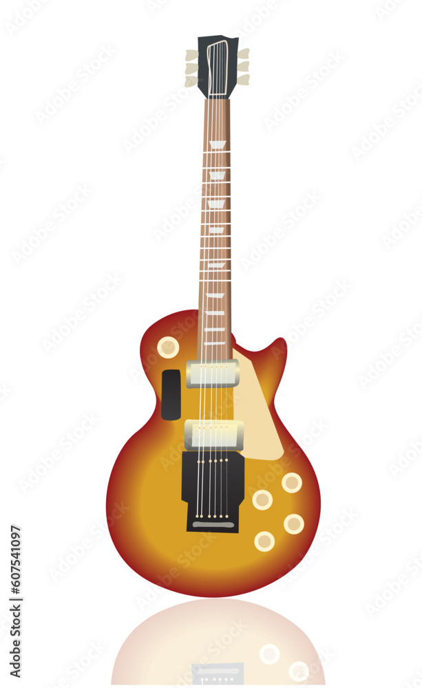 Vector electro guitar with reflection on a white background Vector electro guitar with reflection on a white background