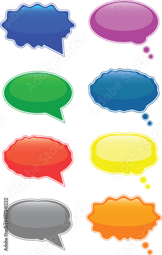 Glossy speech and thought bubbles