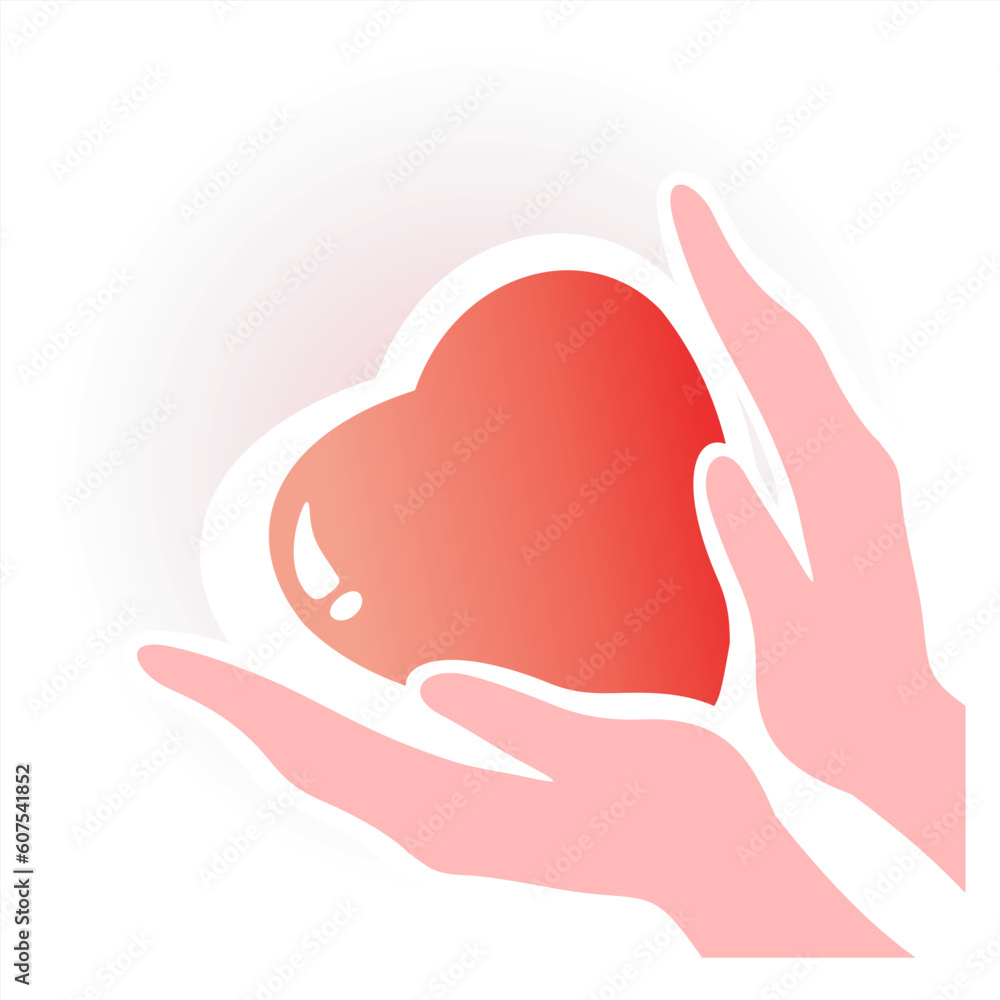 Obraz premium Heart in hands. A symbol of love and tenderness. Valentine's illustration.