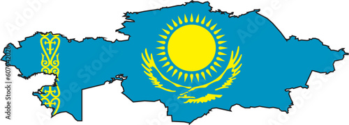 Illustration Vector of a Map and Flag from Kazakstan