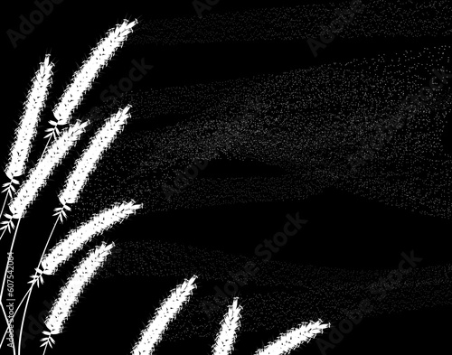 Editable vector illustration of flowering grass with drifting pollen