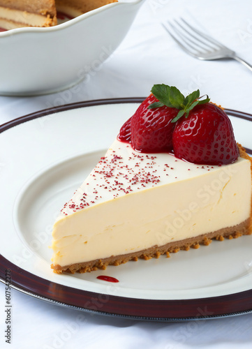 Creamy Delight: New York Cheesecake - Delicia Cremosa: Cheesecake de Nueva York (generated with AI)