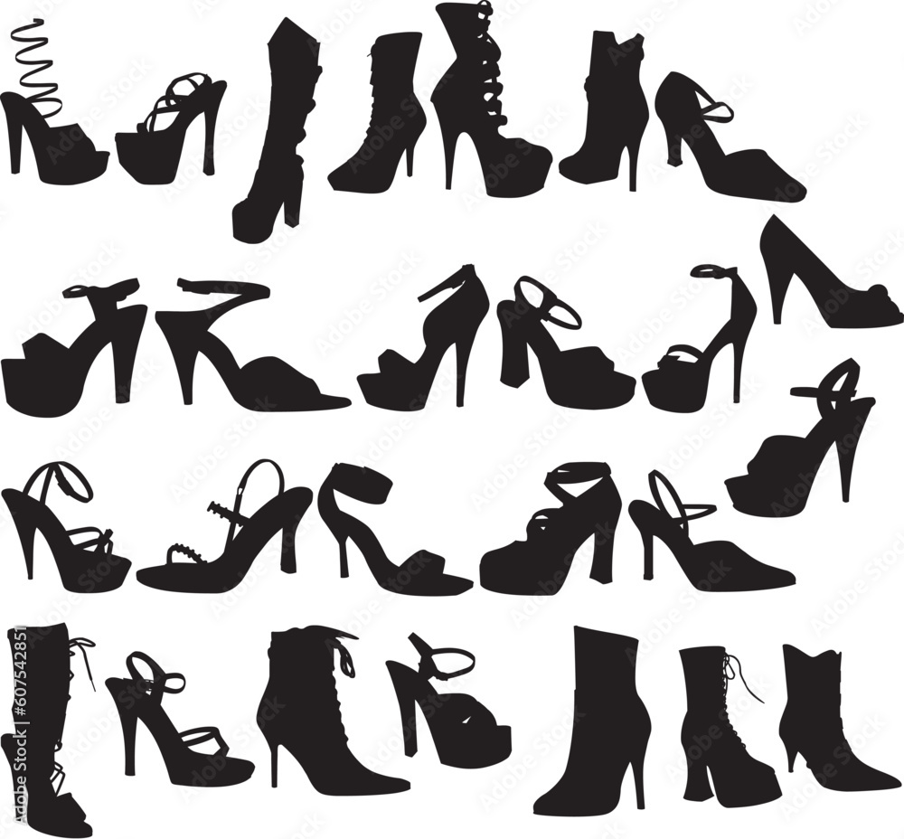 Illustration of Sexy Shoes Silouettes - Vector Illustration of Sexy Shoes Silouettes - Vector