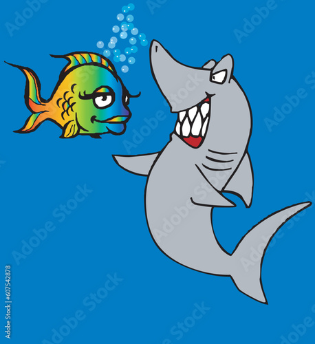 Illustration of an toonimal shark - Vector photo