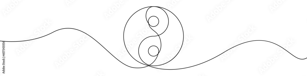 Yin Yang icon line continuous drawing vector. One line Yin Yang icon vector background. Yin Yang icon. Continuous outline of a World balance icon. Yin Yang icon line continuous drawing vector. One line Yin Yang icon vector background. Yin Yang icon. Continuous outline of a World balance icon.