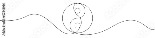 Yin Yang icon line continuous drawing vector. One line Yin Yang icon vector background. Yin Yang icon. Continuous outline of a World balance icon.