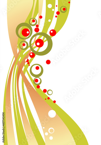Abstract background from green and yellow strips and circles.