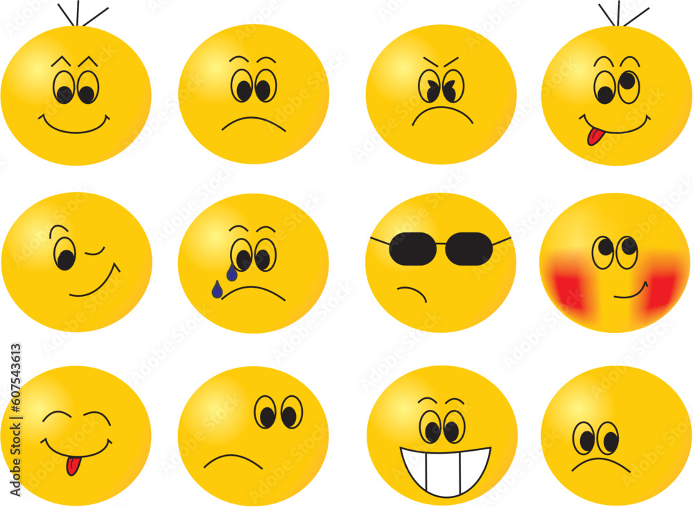 Vector emoticos expressing different feelings Vector emoticos expressing different feelings