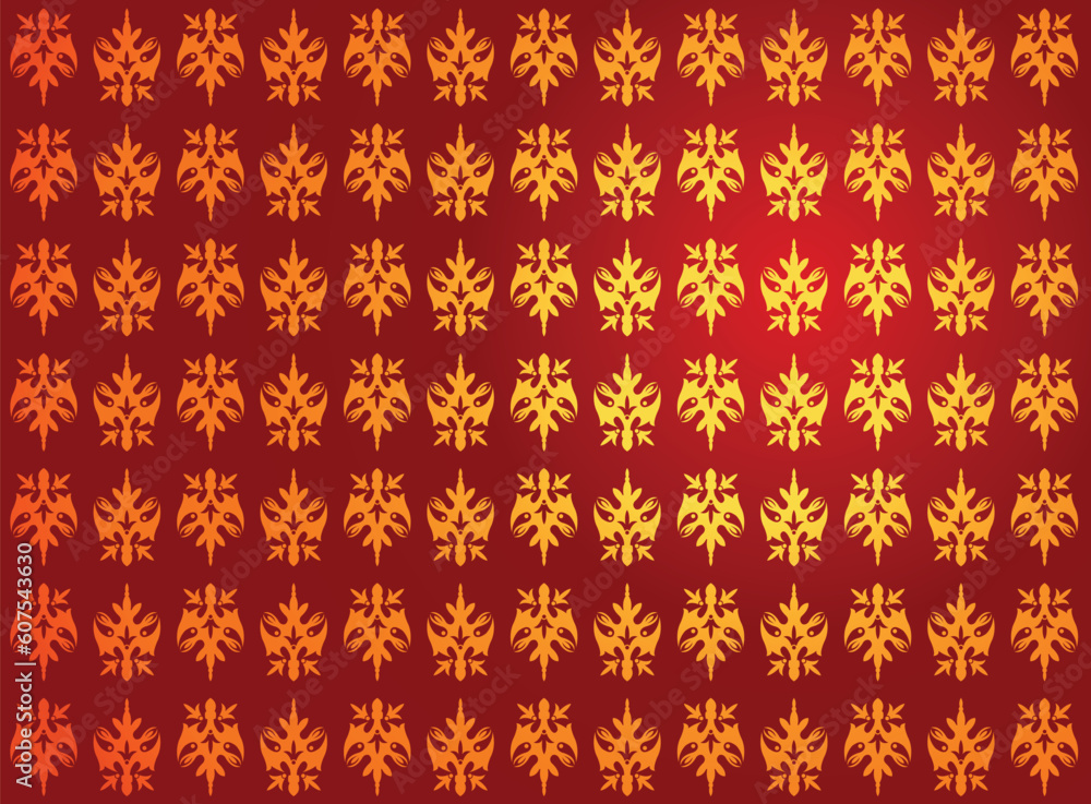 Vector illustration of a golden royal pattern on red Vector illustration of a golden royal pattern on red