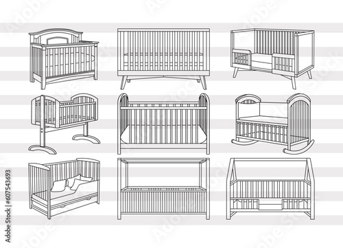 Baby Crib SVG, Crib Silhouette, Bassinet Svg, Child Svg, Child Bedroom Svg, Baby Room Svg, Baby Crib Bundle, P0021