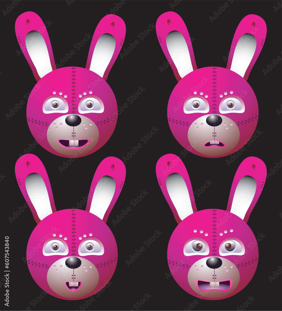 Fototapeta premium vector illustration for a robot rabbit with emotion and expression