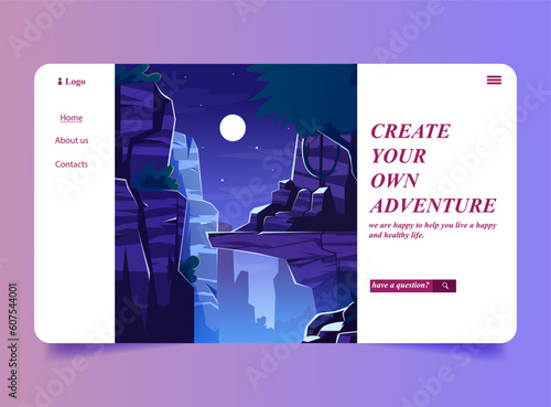 vector flat adventure landing page  template for business