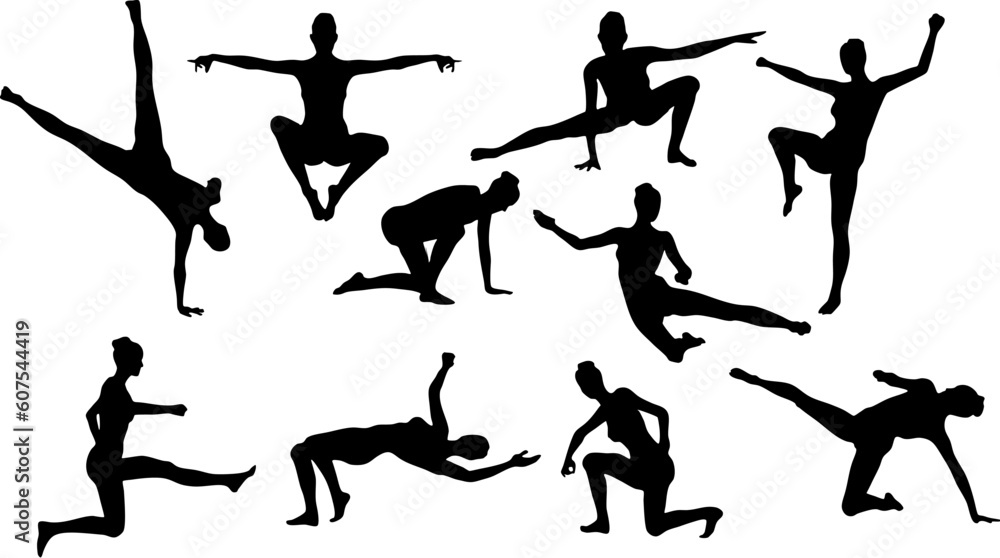 Illustration of Martial Art Silouettes
