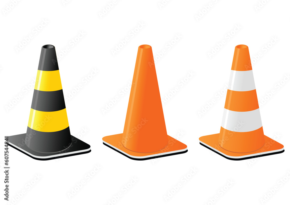 Traffic cones for safety signalization over white background Traffic cones for safety signalization over white background