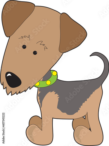 A cartoon of a Airedale Terrier on a white background