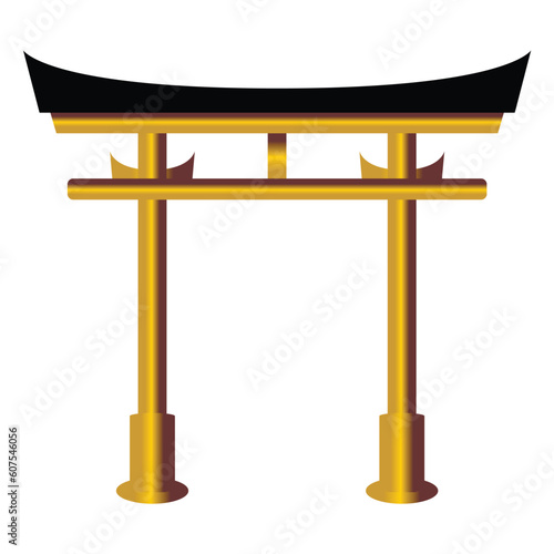 Torii gate representation isolated over white background