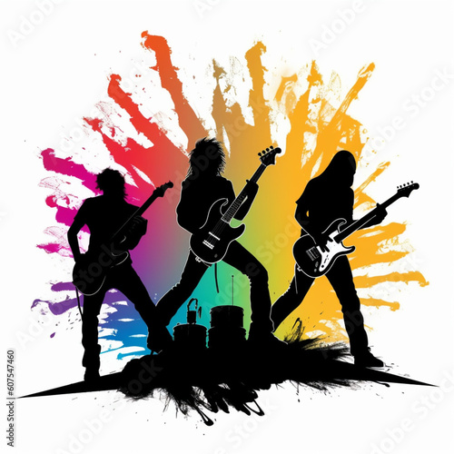 silhouettes of musicians band , logo vector 