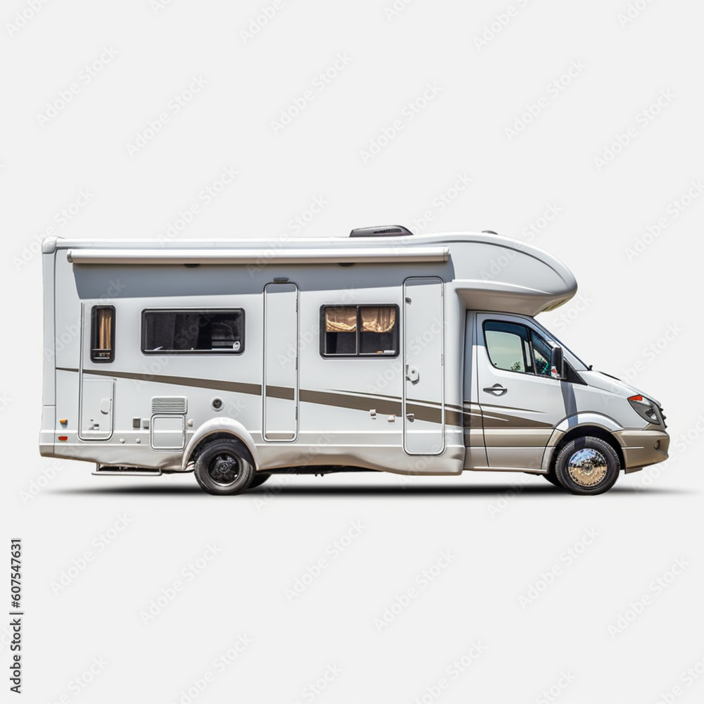 camper van on a white
