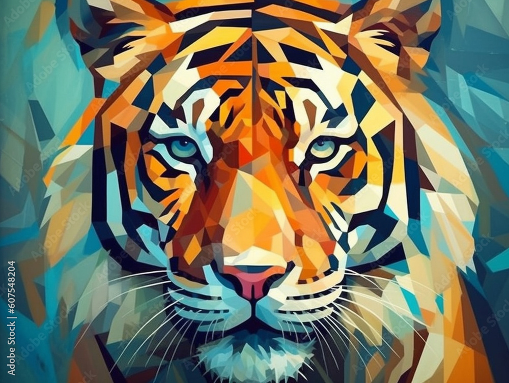 A Cubism Painting of a Tiger | Generative AI