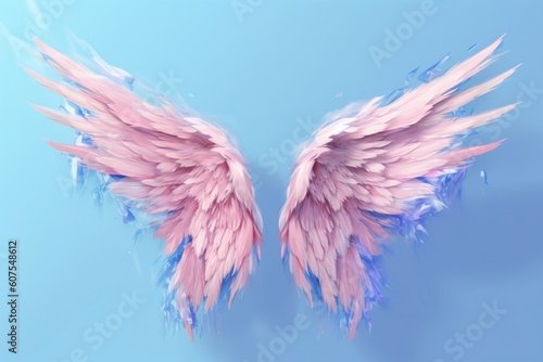 Angel wings with dreamlike realism. (Illustration, Generative AI)