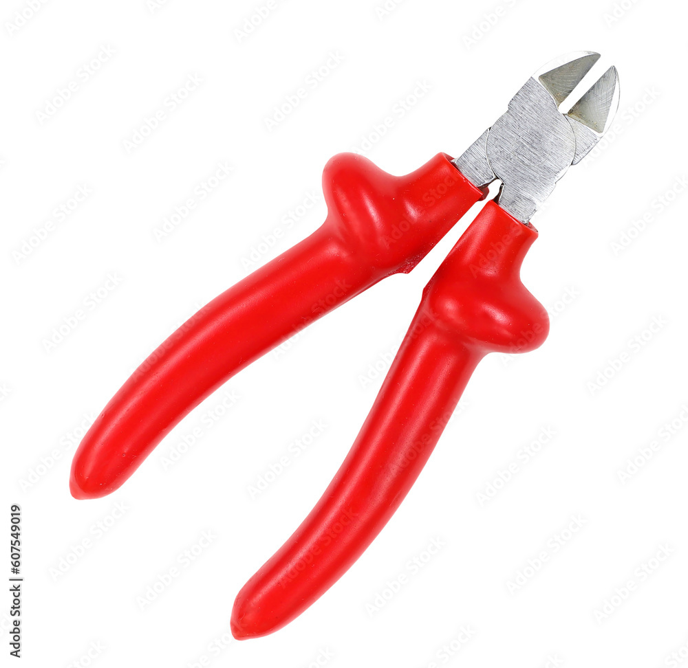 Metallic nippers for cutting wire, transparent background Metallic nippers for cutting wire, transparent background