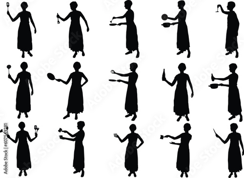 girl cooking silhouettes