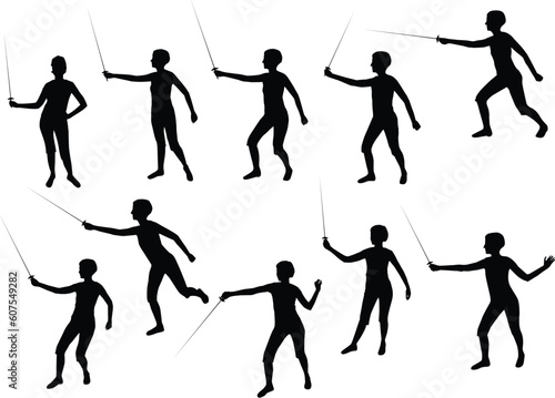 girl fencing silhouettes