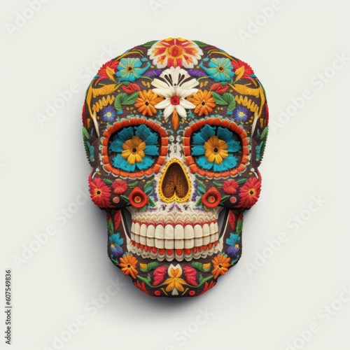 Decorative human Mexican day of the dead skull (Día de Muertos) 