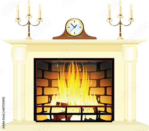 Vector illustration of a fireplace