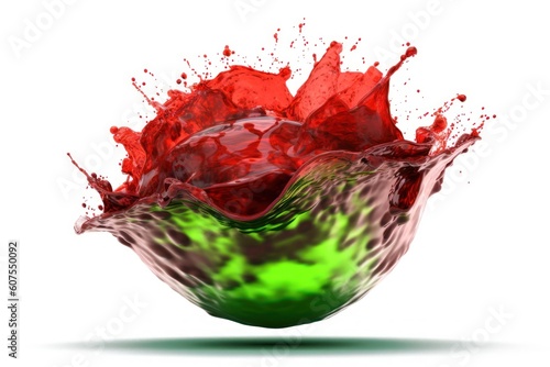 stock photo of red water mix green water liquid splash photography Generative AI