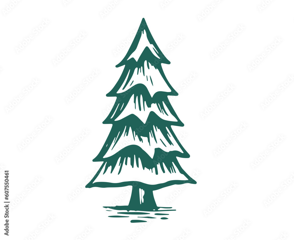 Christmas tree set, Hand drawn illustrations.
Christmas tree set, Hand drawn illustrations.