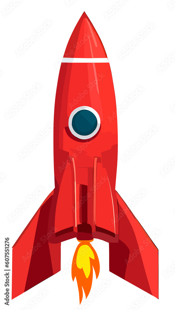 Rocket Spaceship flying isolated. Cartoon illustration style. AI generated