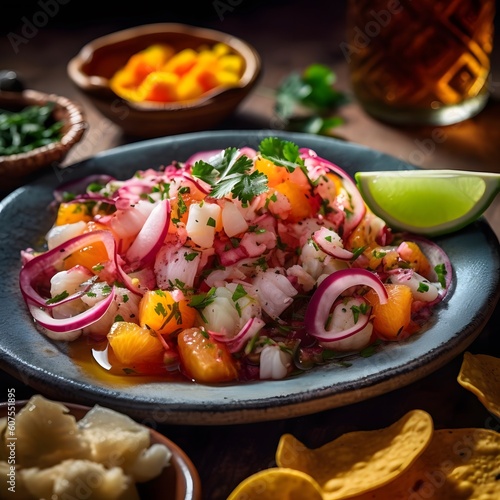 A seo short title for this picture would be: "A fresh and zesty plate of ceviche.
