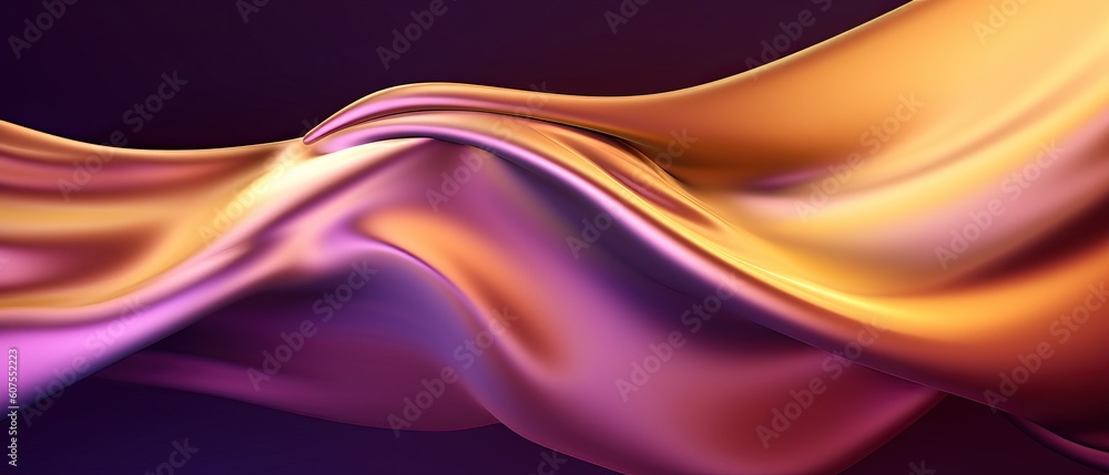 Abstract Background with 3D Wave Bright Gold and Purple Gradient Silk Fabric Abstract Background with 3D Wave Bright Gold and Purple Gradient Silk Fabric