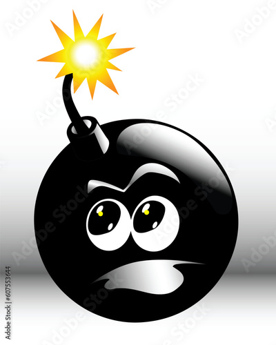 vector illustration of a bomb with lighted fuse