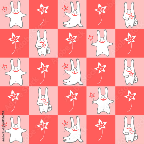 Funny gray elephants pattern on a pink background.