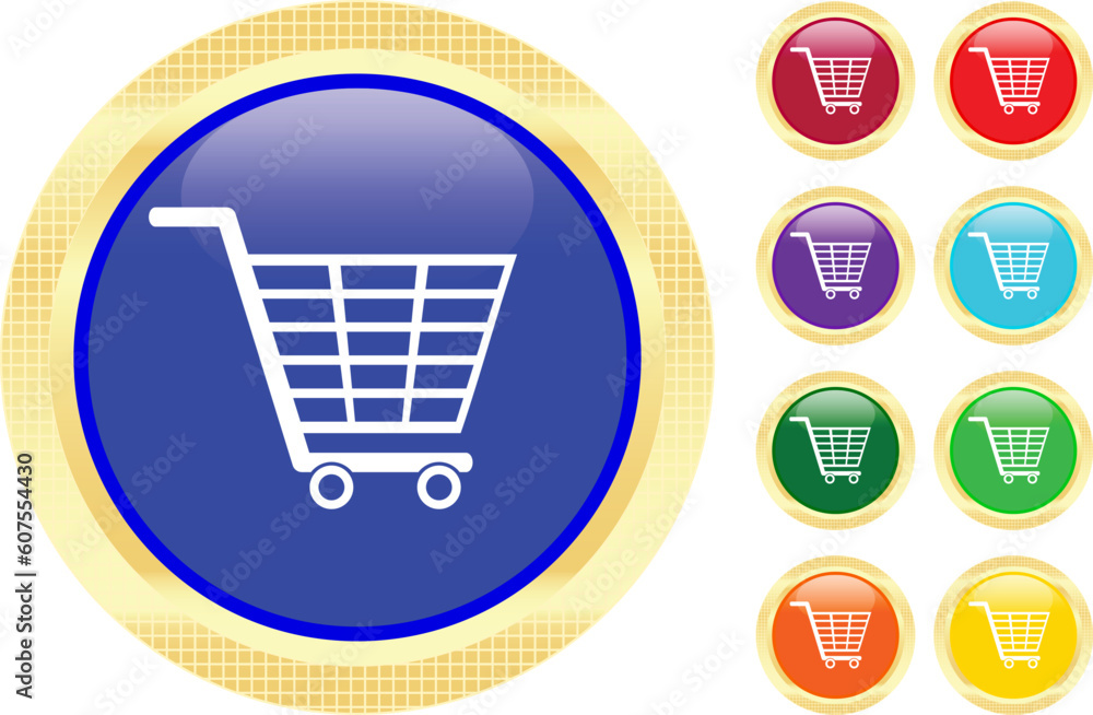 Shopping cart icon on shiny buttons Shopping cart icon on shiny buttons